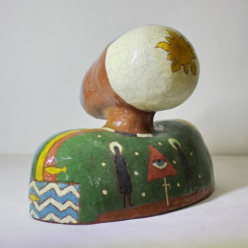 Ceramic bust with hand painting. Art Sculpture. Handmade Crafts Sculpture. - Picture 6 of 13