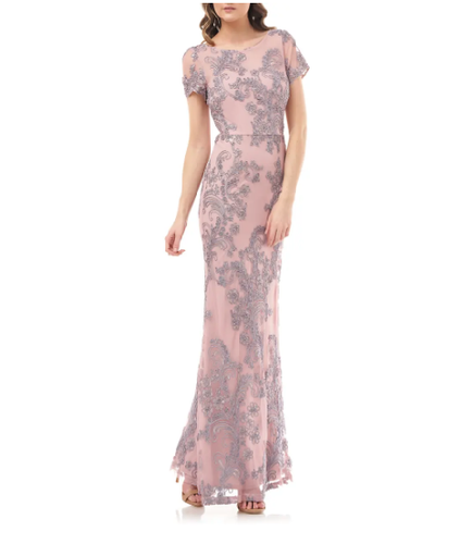 JS COLLECTIONS Short Sleeve Soutache Embroidered Gown (size 6) - Picture 3 of 9