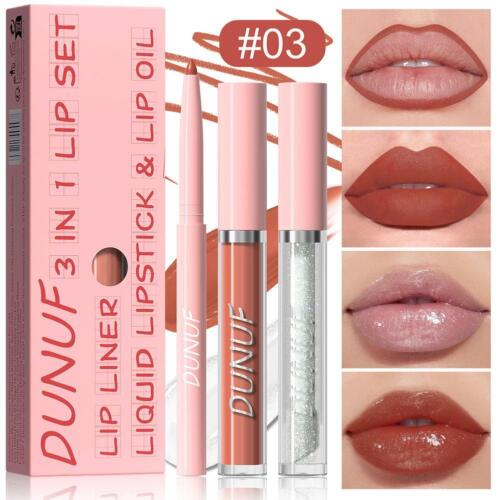 Juego de brillo de labios 3 en 1 delineador de labios y color de labios y aceite de labios color de labios 3 piezas/conjuntos B RFT - Imagen 27 de 35