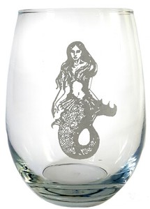 Stemless Wine Glass Personalized with Name Be a Mermaid and make waves