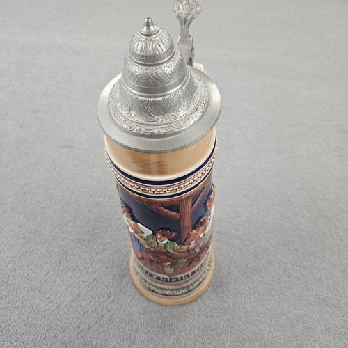 Gerz Bierstein Wirtshaus Szene 3 Liter Keramik Krug Zinn 3L groß 20" Handarbeit - Bild 3 von 16