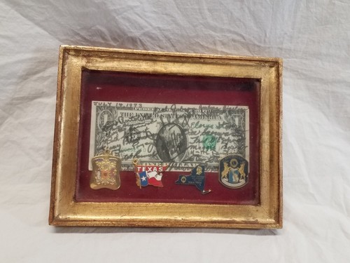 Billete de dólar enmarcado firmado con recuerdos del Club de Leones de la década de 1970 + alfileres de sombrero pinback - Imagen 16 de 16