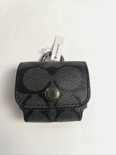Coach C1618 Wireless Earbud Airpod Case Signature Canvas Gunmetal Charcoal NOS! - Photo 2/7