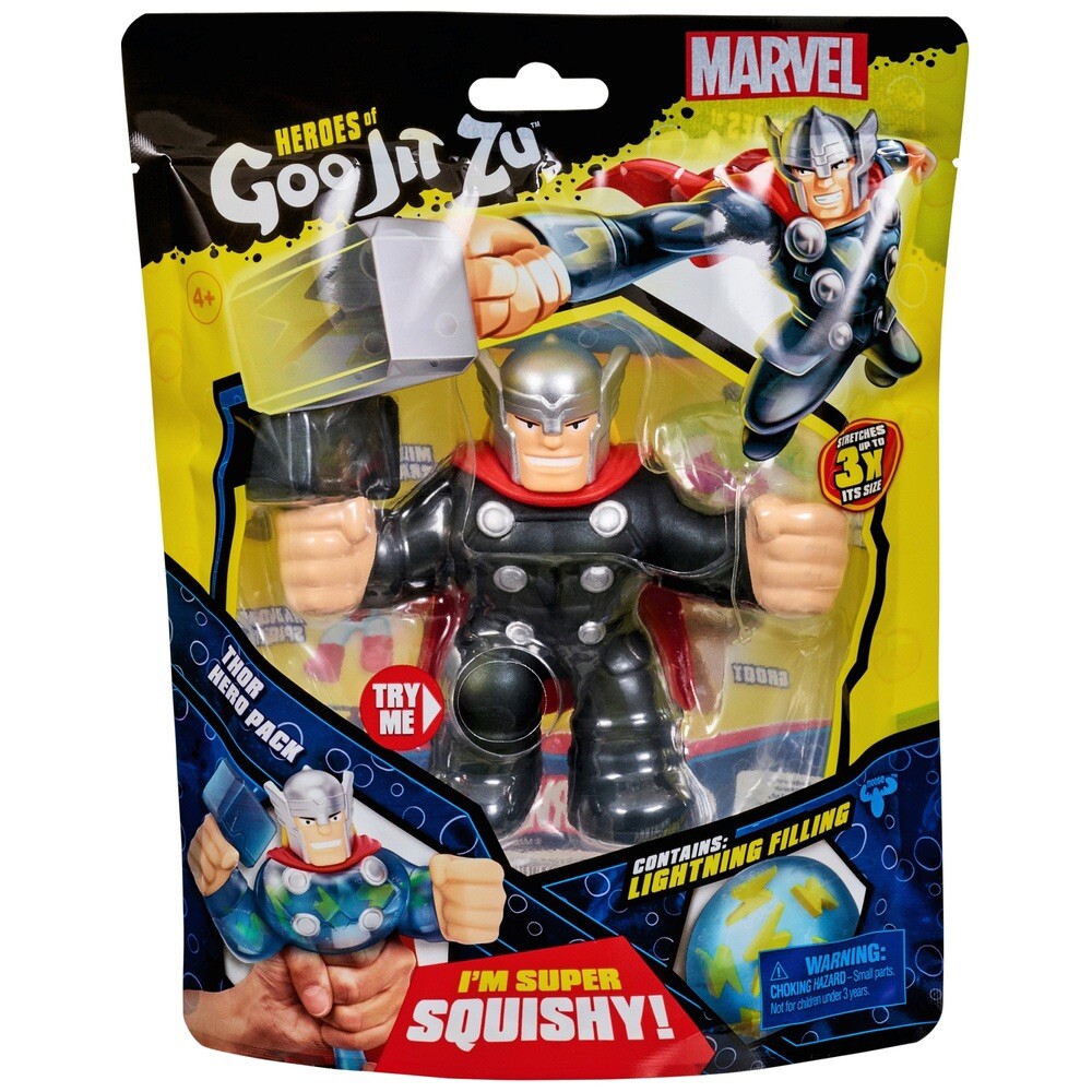 Paquete de Superhéroes Heroes of Goo Jit Zu THOR con Relleno de Relámpagos-Super Blando