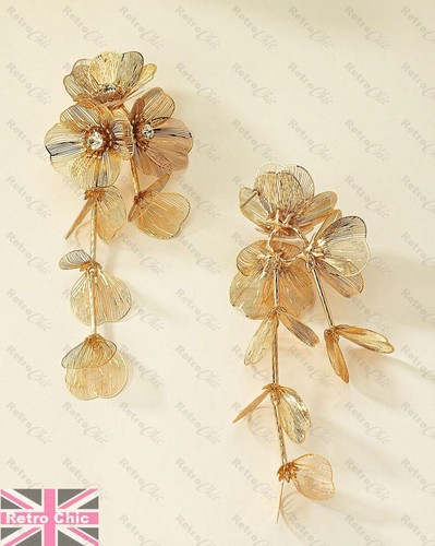 12 cm lang STATEMENT KLEUCHTER OHRRINGE Kristall GOLD MODE Metallnetz NIETEN - Bild 5 von 7