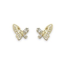 Small CZ Butterfly Stud Earrings for Women
