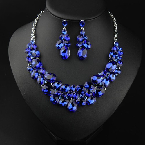Statement Choker Crystal Necklace Earrings Bridal Wedding Party Jewelry Set Gift - Picture 5 of 33