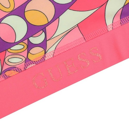 Guess Girl Allover Print Sport Top Gel Glitter Logo Orange Rose Circle Sz 10 $32 - Picture 4 of 8
