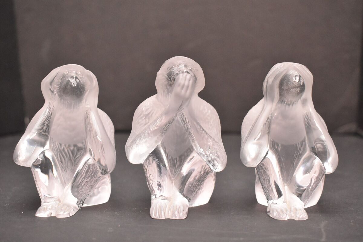 Daum France Set of 3 Crystal Wise Monkeys - See, Hear, Speak Daum France Set of 3 Crystal Wise Monkeys - See, Hear, Speak