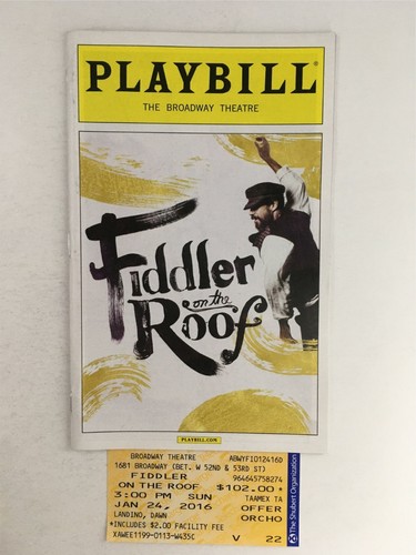 2016 Playbill Fiddler On The Roof by Bartlett Sher at Broadway Theatre