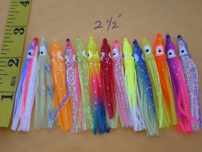 56 PCS. 2-1/2'' (6cm.) SQUID SKIRT HOOCHIES/OCTOPUS LURE BAITS, MULTICOLOR PACK