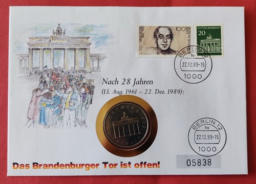 Das Brandenburger Tor Ist offen Numisbrief v 22.12.1989 mit 20 Mark TOP !!!