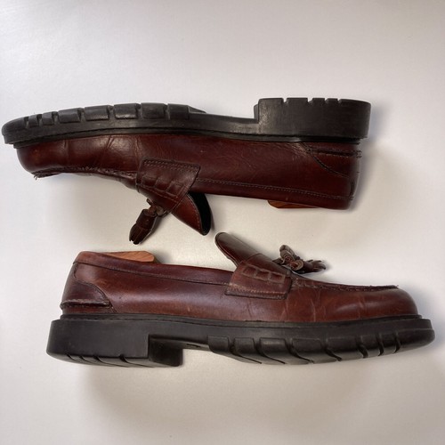 Polo Ralph Lauren Loafer Mens 9 D Alm Brown Leather Tassel Boat Dress Shoe 13702 - Picture 10 of 16