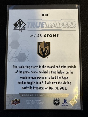 Mark Stone Vegas Golden Knight True Leader Sp Authentic 2022-23 TL-10 - Picture 2 of 2
