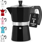 Stovetop Espresso Maker - Leak-Proof, Stainless Steel, Makes 9 Cups - Black