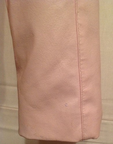 KC Collection Women's Sz M Jacket Coat Pale Pink Faux Leather Zip Front - Picture 8 of 11