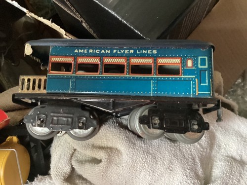 American Flyer vintage blue metal Flyer limited end car lighted - Picture 1 of 6
