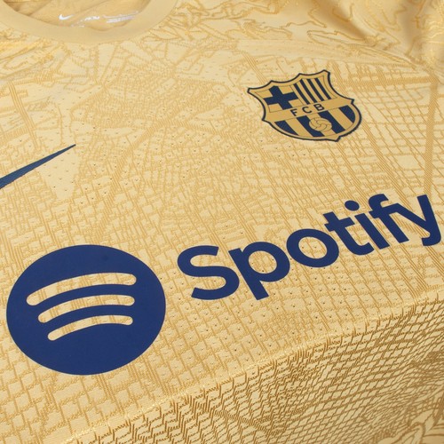 NIKE FC BARCELONA 2022/23 STADIUM AWAY MEN'S DRI-FIT SOCCER JERSEY GOLDEN COLOR - Picture 3 of 8