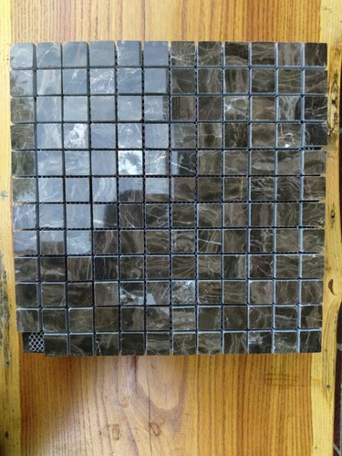 Tile Shop 7 PC Brown Marble Mosaic Tile 12"x12" Glossy 7/8"x7/8 Free Ship Read - Picture 1 of 7