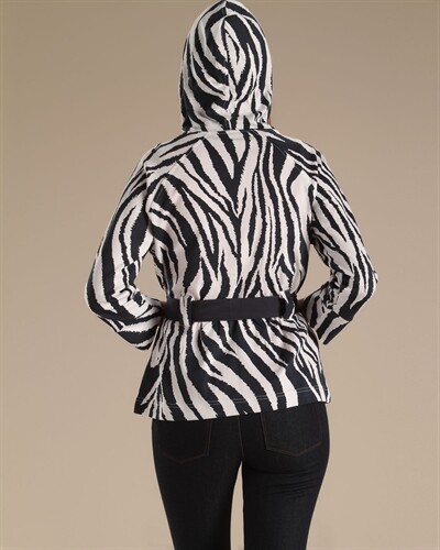 A/T MONOCHROME ZEBRA PRINT COTTON HOODIE - Picture 2 of 2