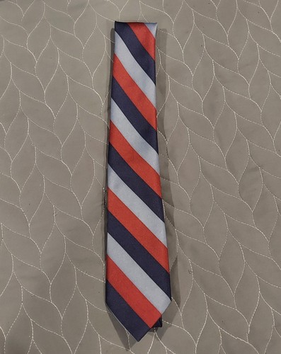 Rome Necktie 100% Silk Multi Color Stripe Blue Lilac Burgundy Vintage Excellent - Picture 3 of 9