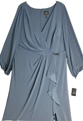 adrianna papell jersey long dress Adrianna Papell BlueBird Jersey Draped V Neck Long Gown 20W MSRP $219 NWTS!