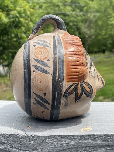 Vintage Talavera Hand Painted Folk Art Terracotta Pottery Face Head Bank Mexico - Picture 11 of 14