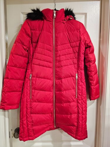 Michael Michael Kors Women's Red Puffer 3/4 Quilted Coat Size M