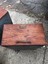 c1900 salvaged heller furnishings cabinet draw oak front 24/15/8” galvanized lin