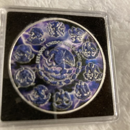 2022 Mexico Libertad Colorized Purple Lightning Storm Edition 1 oz Silver Coin.  - Picture 4 of 6