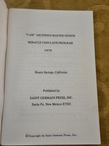 SAINT GERMAIN PRESS VINTAGE BOOKLET, "I AM" ASCENDED MASTER CONCLAVE 1979 - Picture 4 of 7