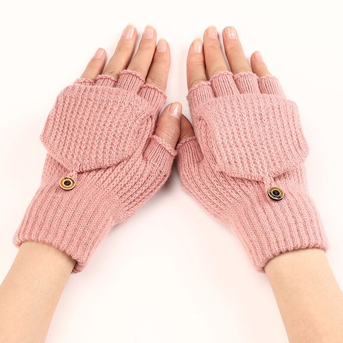 Couple Knitted Gloves Flip Cover Fingerless Half-fingers Winter Warmer Mitte ❶ - Bild 16 von 20