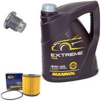 MotoröL Set 5W-40 5 Liter + ÖLfilter SH 4755 P + Schraube FüR Opel Movano 2.2Dti