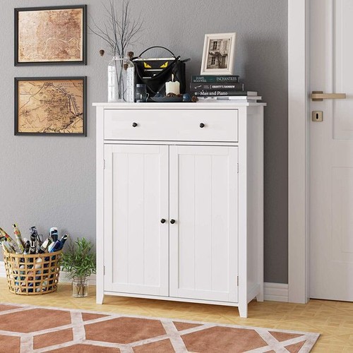 Free Standing Home Bathroom Floor Cabinet Storage Cupboard 3 Shelves - Picture 1 of 8