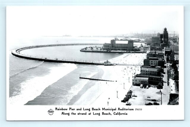 Postcard CA Long Beach Airview Rainbow Pier & Town Real Photo RPPC c1940s K03 Postcard CA Long Beach Airview Rainbow Pier & Town Real Photo RPPC c1940s K03