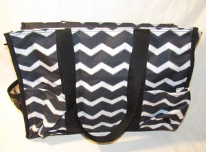 Details About Thirty One Black White Small Double Strap Tote Bag