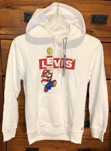 Levi's x Nintendo Super Mario Bros Graphic Sweatshirt Hoodie White Small Game - Picture 9 of 15
