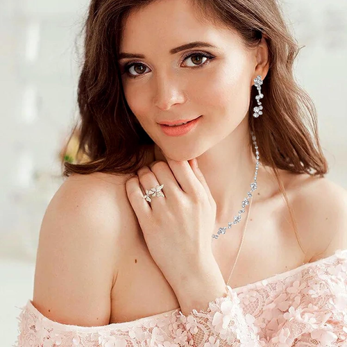 Brautschmuck-Set für Hochzeit, Abschlussball, Kostüm, Schmuck-Set mit Strass-Kri - Bild 3 von 7