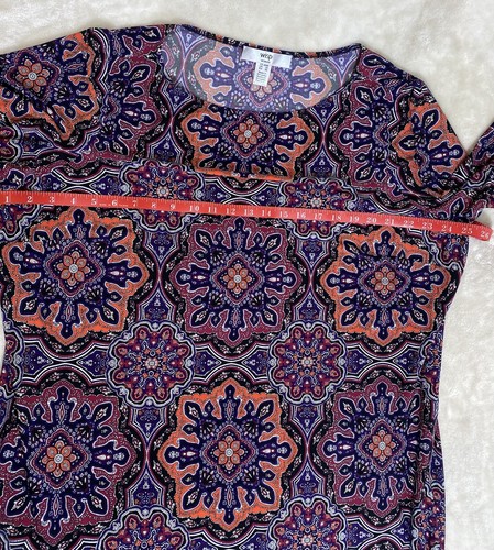 Wisp Women's 20W Dress Boho Mandalas Stretchy Black Orange Festival Purple - Picture 6 of 12