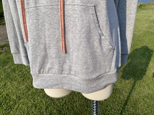 NWT Hoodie Sweatshirt White Grey Peach Wide Stripe Lightweight Sz Womans Medium - Picture 4 of 11