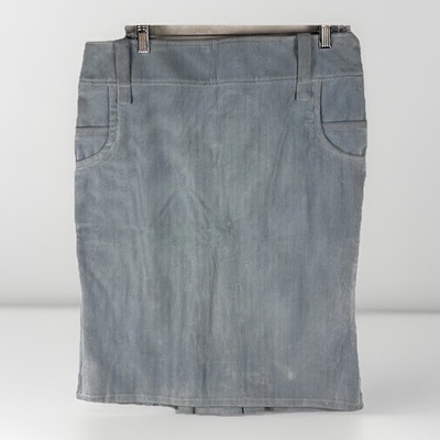 Vintage GF Ferre Corduroy Pencil Skirt M US 30 Blue Back Pleats Made In Italy