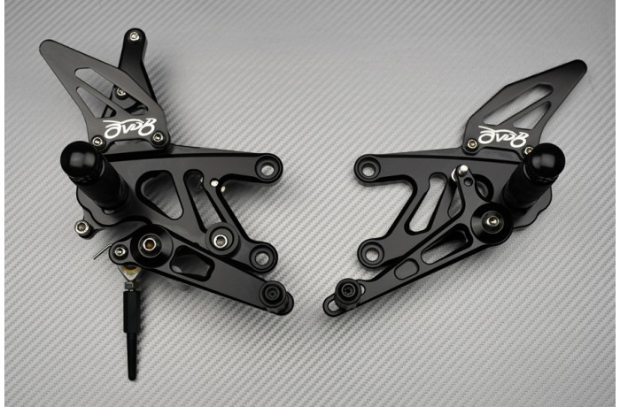 Platines reculées vertes Aprilia Tuono V4 1100 commandes racing - 2