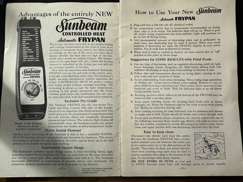 1953 Sunbeam Calore Controllato Automatico Padella Istruzioni Ricetta Libro Cucina - Foto 3 di 3