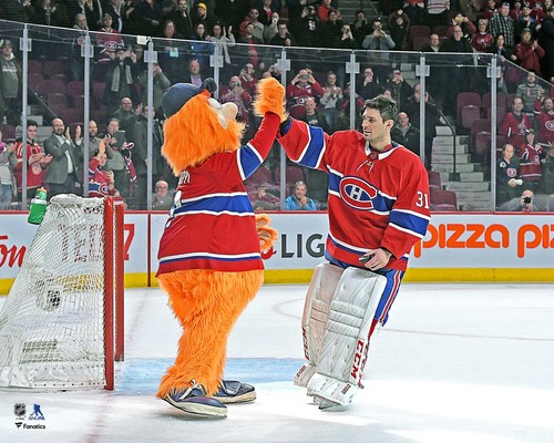 Carey Price Montreal Canadiens Unsigned Celebration with Youppi 16" x 20" Photo