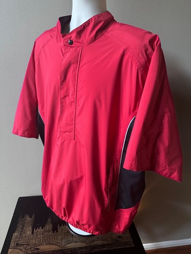 DryJoys by FootJoy 1/4 Zip Button Snap Kurzarm Herren Golf Pullover (XL) Rot - Bild 1 von 6