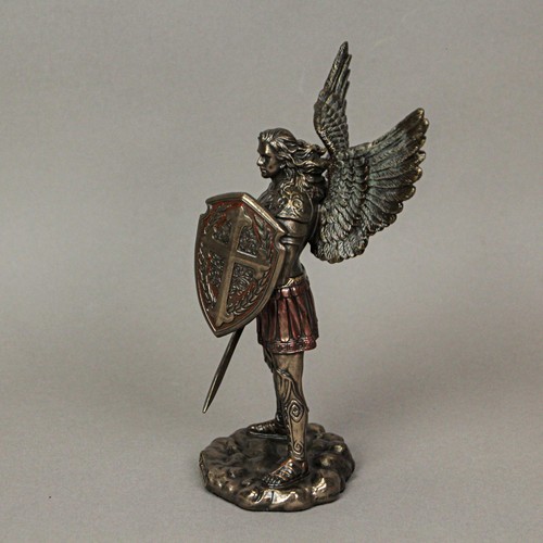 St. Michael the Archangel with Sword and Shield Bronze Finish Statue - Picture 8 of 8