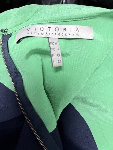 Victoria Beckham Silk Blend Dress, Navy And Green Layered, Size UK10, VGC - Picture 6 of 9