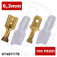 TERMINALI CAPOCORDA FASTON 6,3mm MASCHIO FEMMINA CON COPRI FASTON - 100 PEZZI