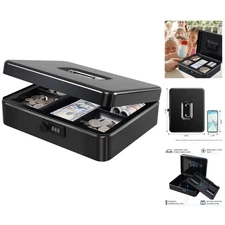 Multipurpose Black Cash Safe with Combination Lock - Perfect for Home & Office