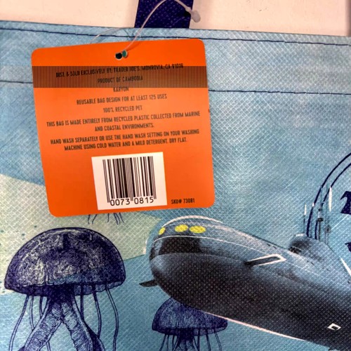 LOT of 3 Trader Joe’s Ocean Recycled Plastic Tote Bag Reusable Shopper Blue NWT! - Imagen 7 de 10